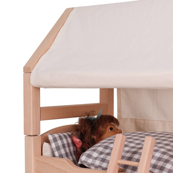 Puppenbett mit Stoffbezug Detail