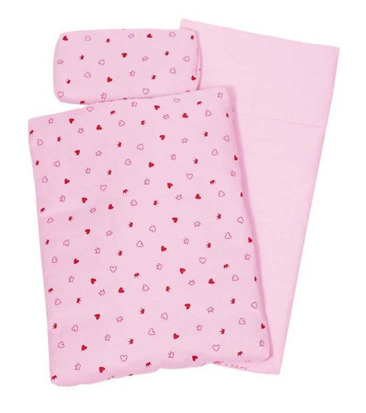 Puppenbettzeug Herzchen rosa - Bio-Babyspielzeug – Feinmotorik fördern – pädagogisches Spielzeug – Waldorf geeignet