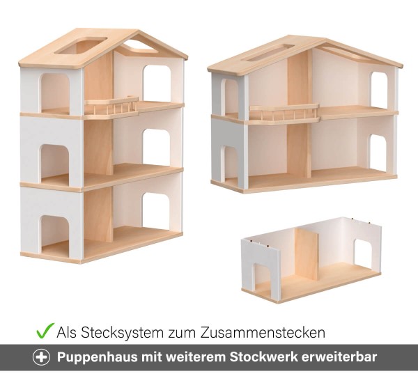 Puppenhaus erweiterbar durch Stockwerke