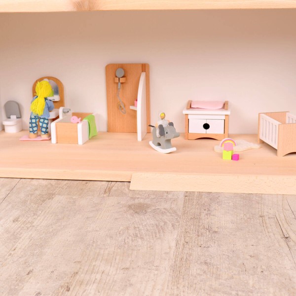 Puppenhaus Badezimmer - Mit Dusche, Badewanne, Waschtisch, Toilette
