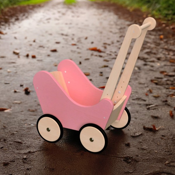 Lauflern Puppenwagen aus massivem, unbehandeltem Natur Buchenholz