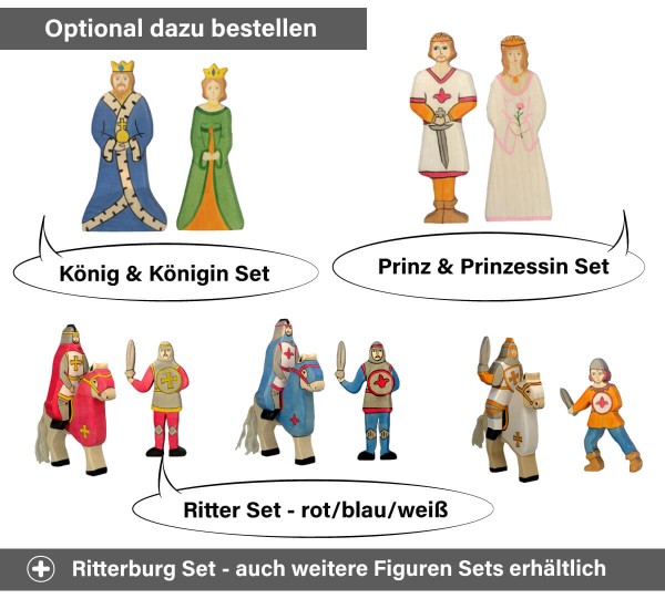 Ritterburg Zubehör Set - König, Königin, Prinz, Prinzessin, Ritter