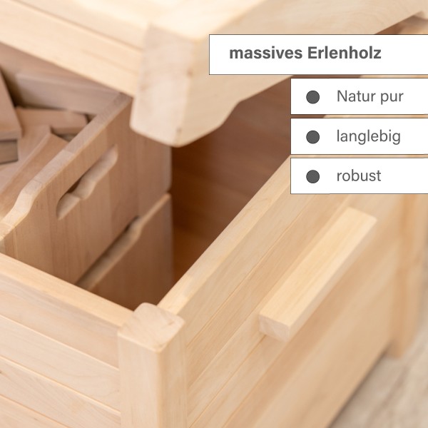 Kinder Schatztruhe aus massivem Erlenholz