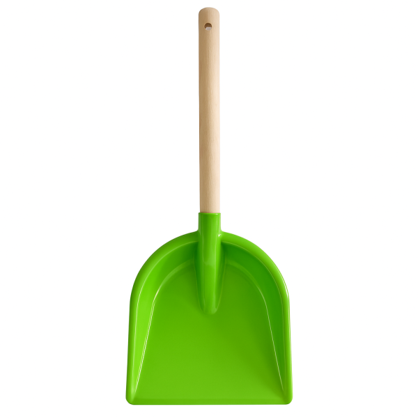 Grüne Kinderschaufel mit Holzstiel