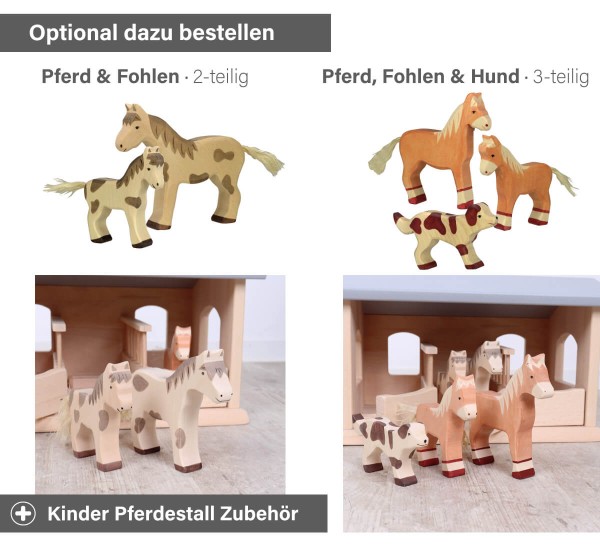 Pferdestall Zubehör - Pferd und Fohlen oder Pferd, Fohlen und Hund