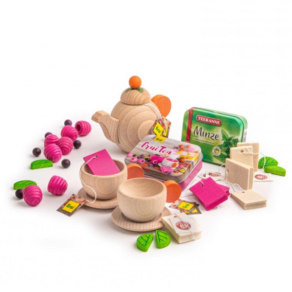 Teebeutel Minze mit optionaler Teekanne als Zubehör für den Kinderküche Teeservice