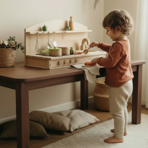 Tischküche Clara aus Massivholz für Kleinkinder zum Spielen & Kochen
