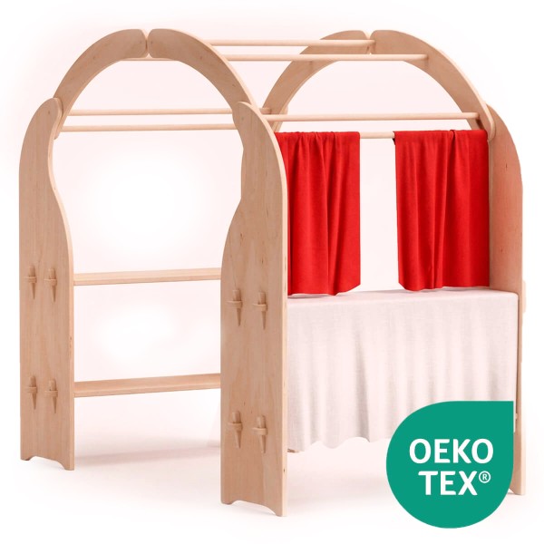 Kasperle Theater Tuch Set - rot- beige