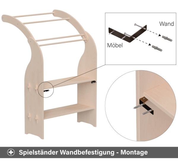 Wand Befestigungs Set für einseitigen Spielstaender mit 2 Winkeln