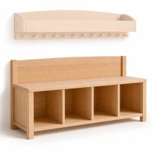Kindergarten SItzbank für 4 Kinder mit Ablage aus Erlenholz
