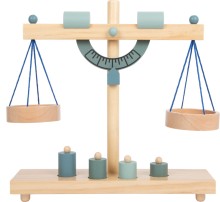 Balkenwaage-holz-spiel-gewichtemessung