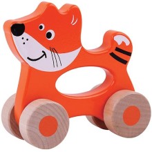 Hand-Schiebetir Fuchs - Bio-Babyspielzeug – Feinmotorik fördern – pädagogisches Spielzeug – Waldorf geeignet – Frühförderung