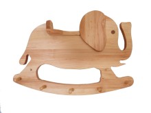 Elefant - Kleinkindergarderobe aus massiven Holz – für Kindergarten – pädagogisch wertvolles Holzspielzeug – ökologisch und gesundes Kinder-Spielzeug - Ordnung- Jacken - Mützen