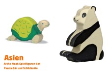 Panda-Bär und Schildkröte | Asien 2 Tier-Paket | Arche Spielfiguren | Holztiger