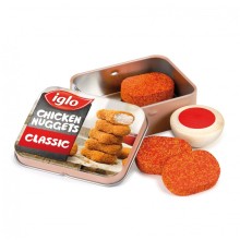 Chicken Nuggets 4er Set - Spiellebensmittel aus Holz für Kaufladen & Kinderküche