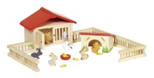 Kinderspielzeug Goki 51736 Hasenstall Kaninchenstall Bauernhof fuer Kinder