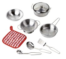 Kinderkochgeschirr-Küchenhelfer – bunte und fröhliche Töpfe und Pfannen für das Kochen in der Kinder-Spielküche - nützliches Spielküchenzubehör